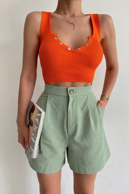 Çıtçıtlı Triko Top Oranj