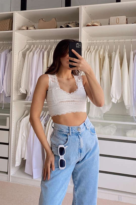 Dantelli Bralet Beyaz