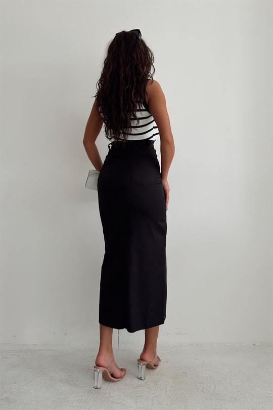 Degrade Çizgili Crop Top Siyah-Beyaz