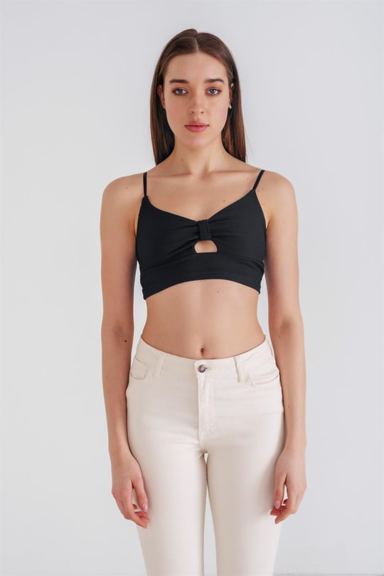 Fitilli Baret Crop Siyah