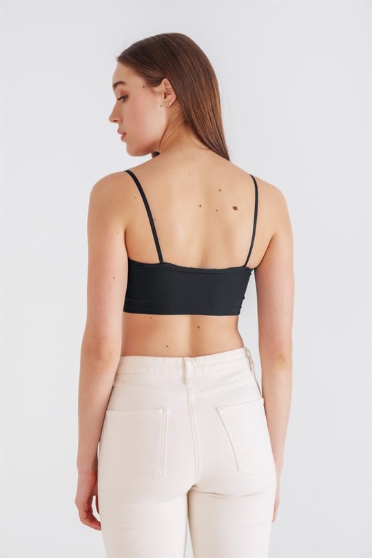 Fitilli Baret Crop Siyah