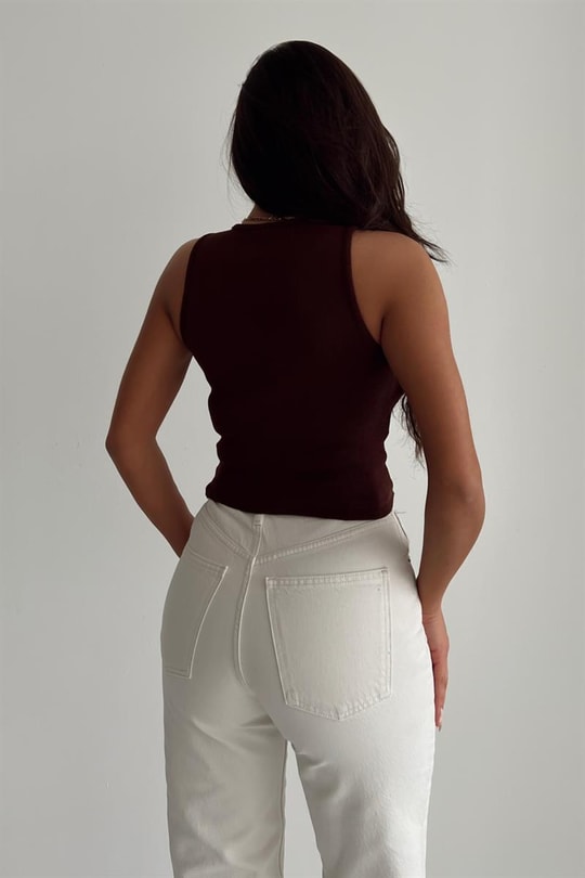Fitilli Crop Atlet Kahve