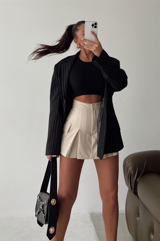 Fitilli Crop Atlet Siyah