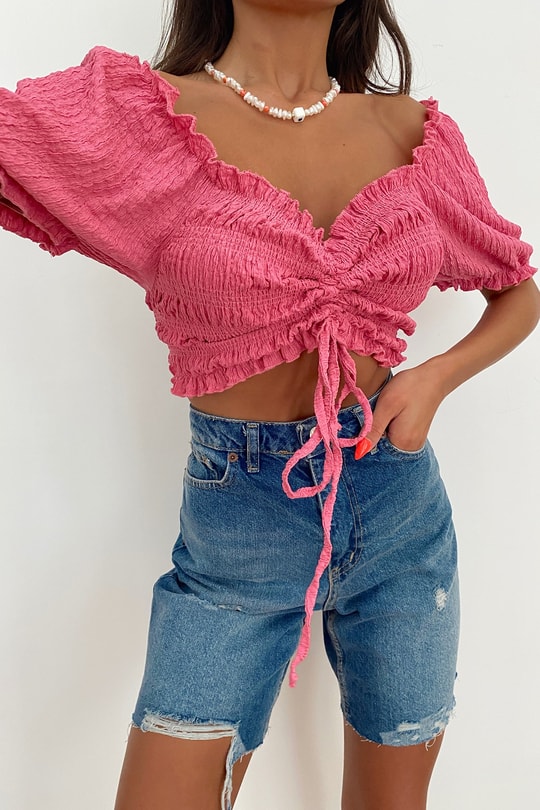 Gipeli Balon Kol Cutest Top Pembe