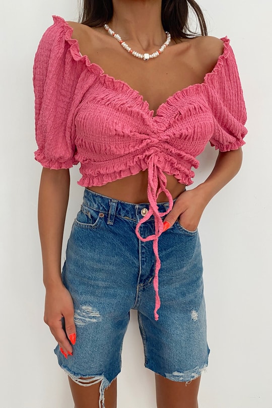 Gipeli Balon Kol Cutest Top Pembe