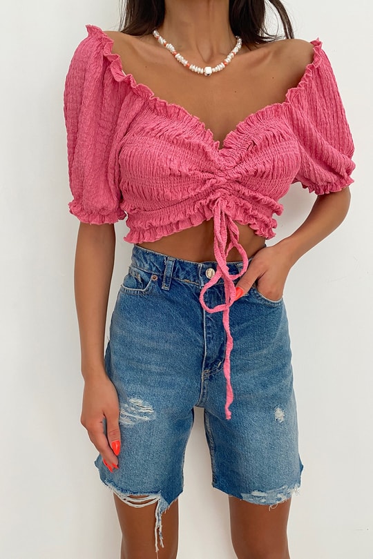 Gipeli Balon Kol Cutest Top Pembe