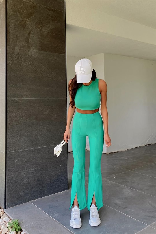 Halter Yaka Top Yeşil