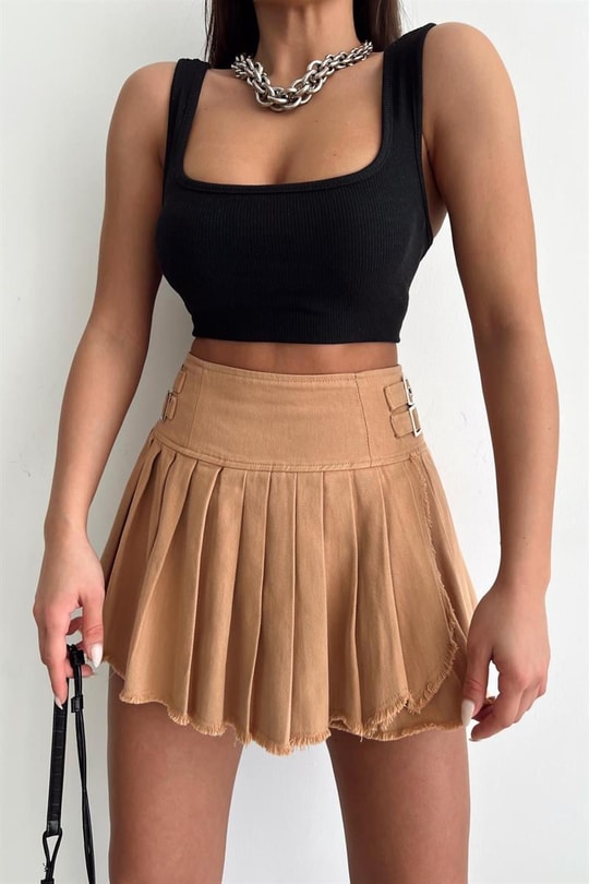 Kalın Askılı Crop Top Siyah