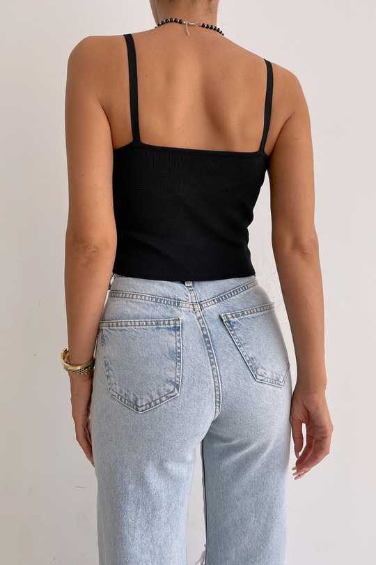 Korsaj Model Triko Tops Siyah