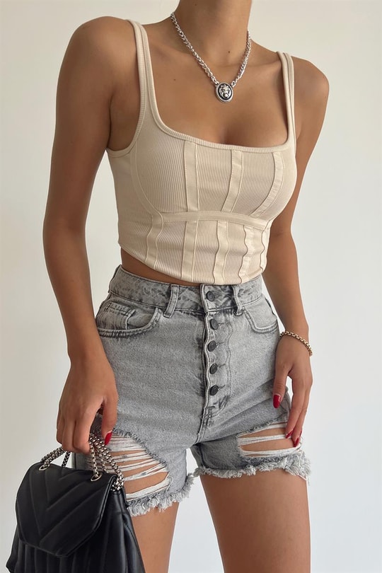 Korse Mini Top Bej