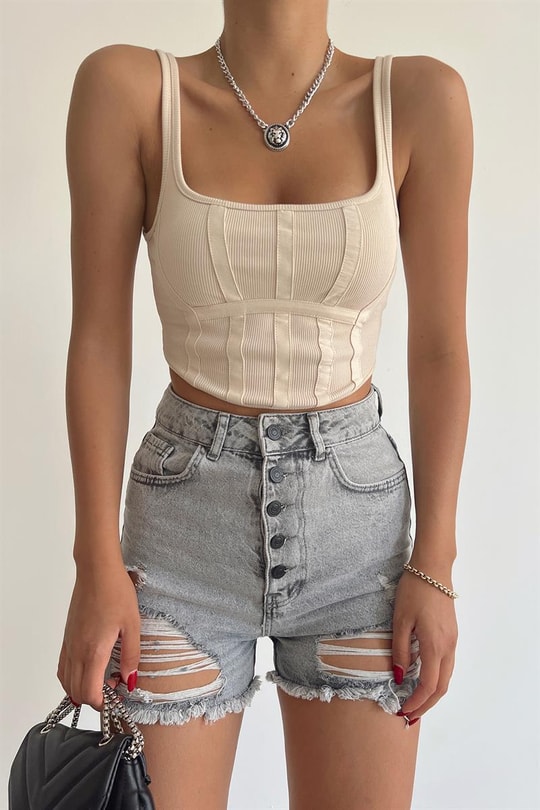 Korse Mini Top Bej