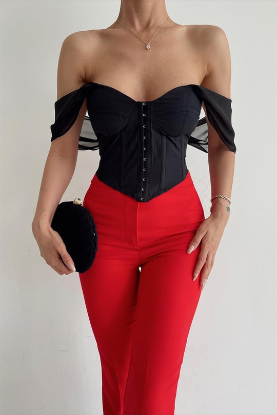 Premium Korsaj Top Siyah