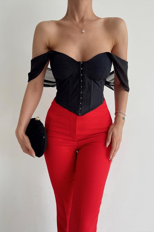 Premium Korsaj Top Siyah