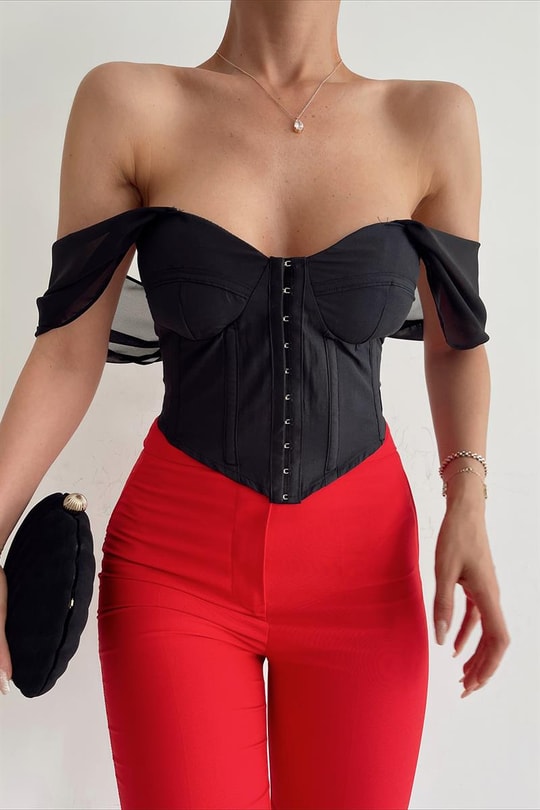 Premium Korsaj Top Siyah