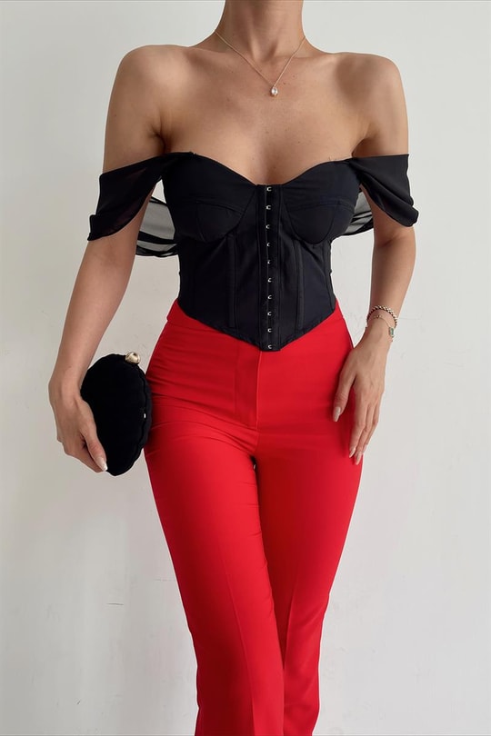 Premium Korsaj Top Siyah