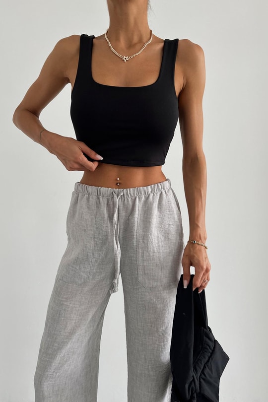 Scuba Kumaş Halter Yaka Atlet Siyah