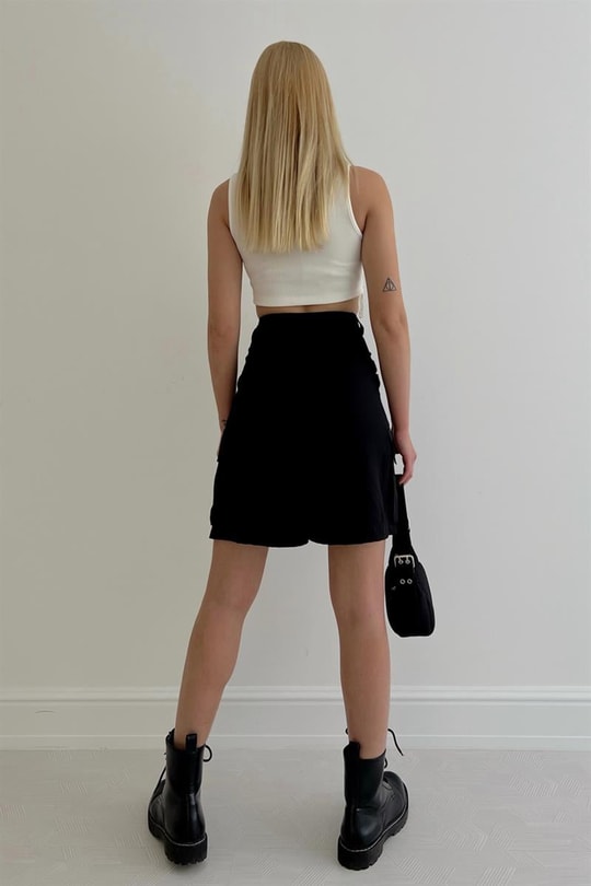 Su Yolu Taşlı Crop Top Beyaz