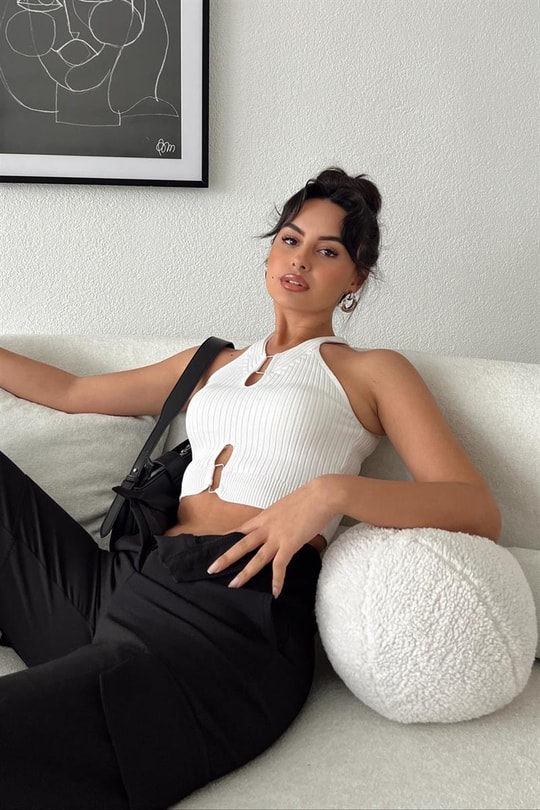 Trendy Fit Crop Top Beyaz