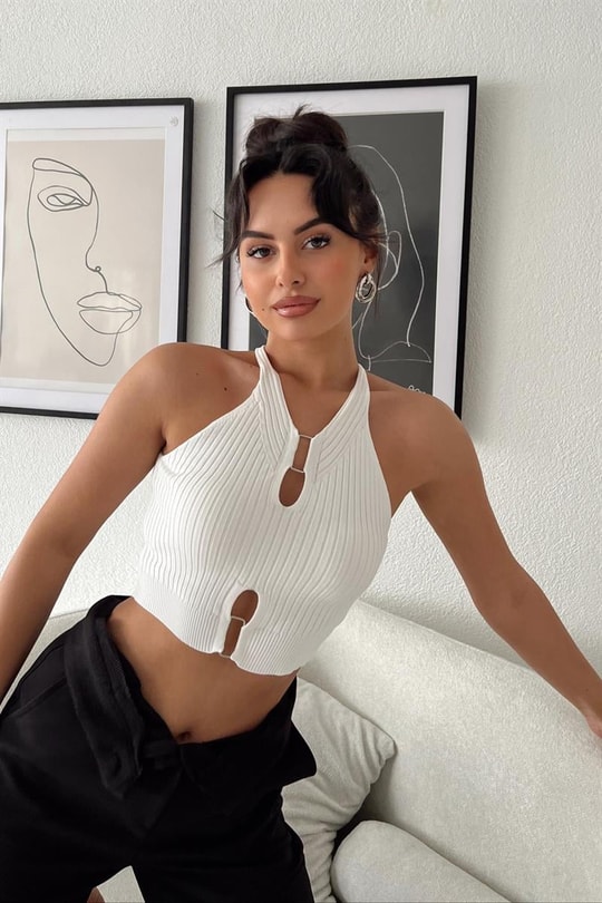 Trendy Fit Crop Top Beyaz
