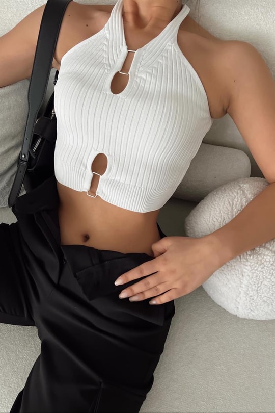 Trendy Fit Crop Top Beyaz