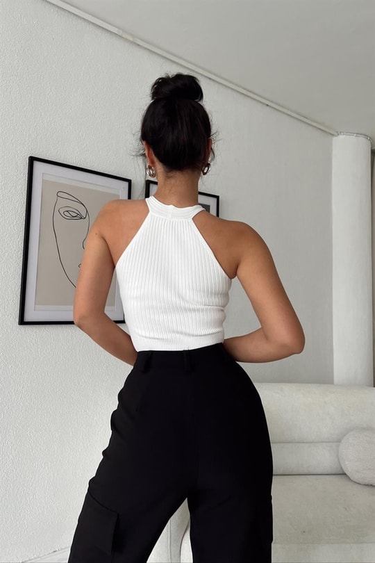 Trendy Fit Crop Top Beyaz