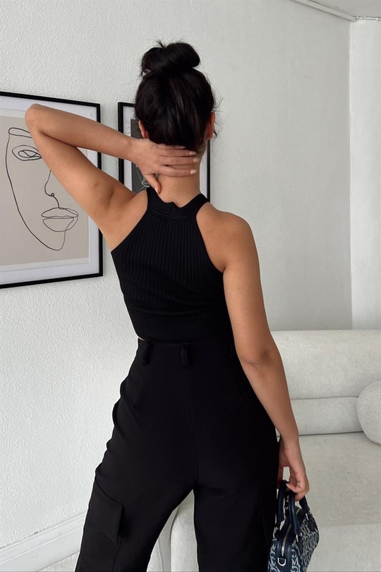 Trendy Fit Crop Top Siyah