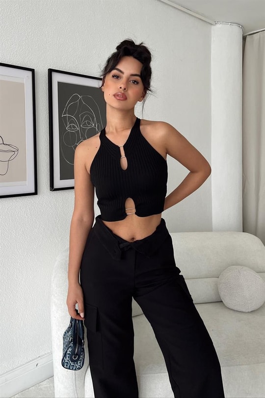 Trendy Fit Crop Top Siyah