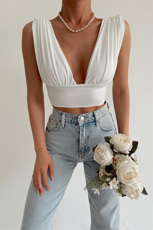 Wrap Scarlett Top Beyaz