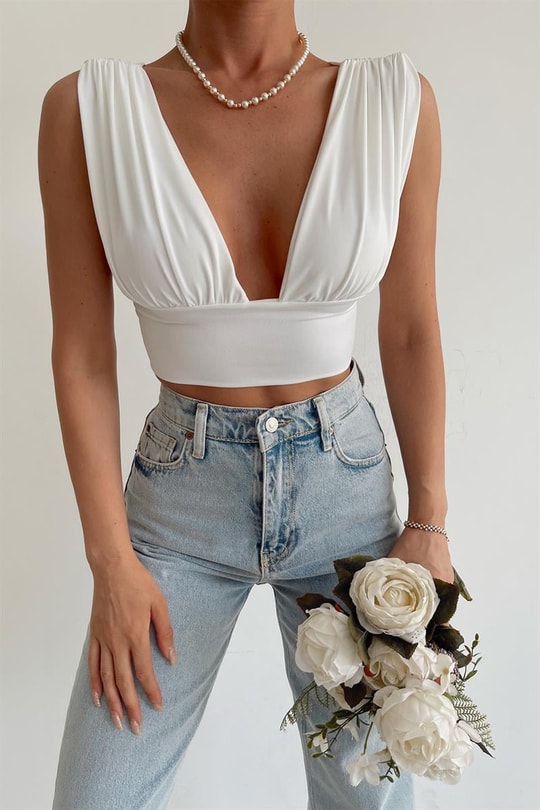 Wrap Scarlett Top Beyaz