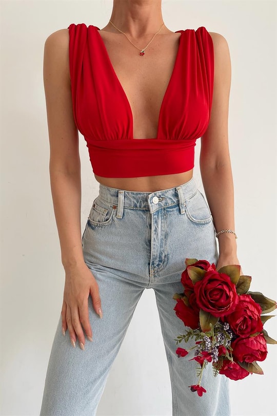 Wrap Scarlett Top Kırmızı