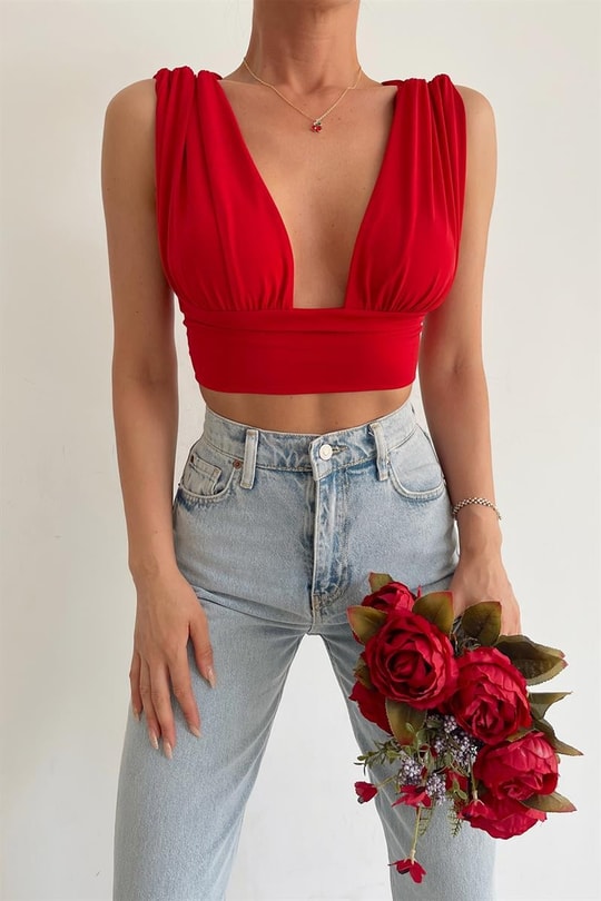 Wrap Scarlett Top Kırmızı