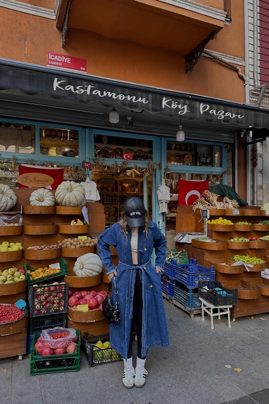 Kemerli Denim Trençkot Mavi