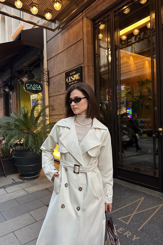 Premium Astarlı Trenchcoat Taş