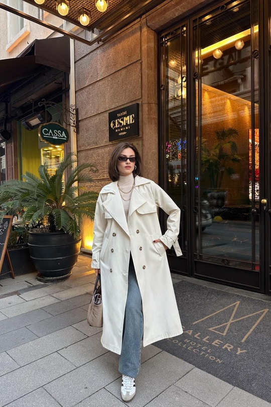 Premium Astarlı Trenchcoat Taş