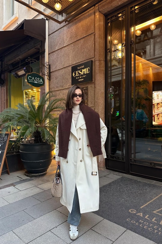 Premium Astarlı Trenchcoat Taş