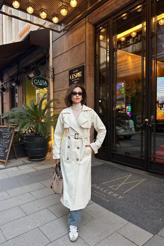 Premium Astarlı Trenchcoat Taş