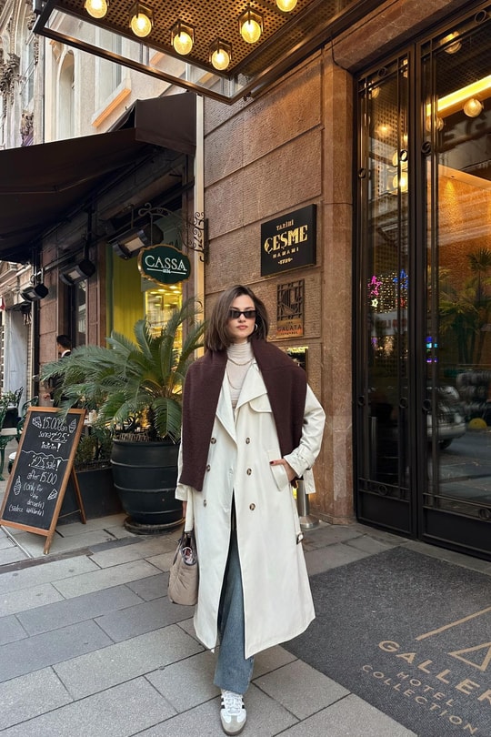 Premium Astarlı Trenchcoat Taş