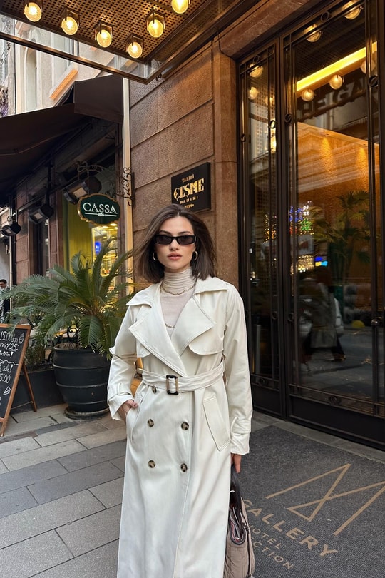Premium Astarlı Trenchcoat Taş