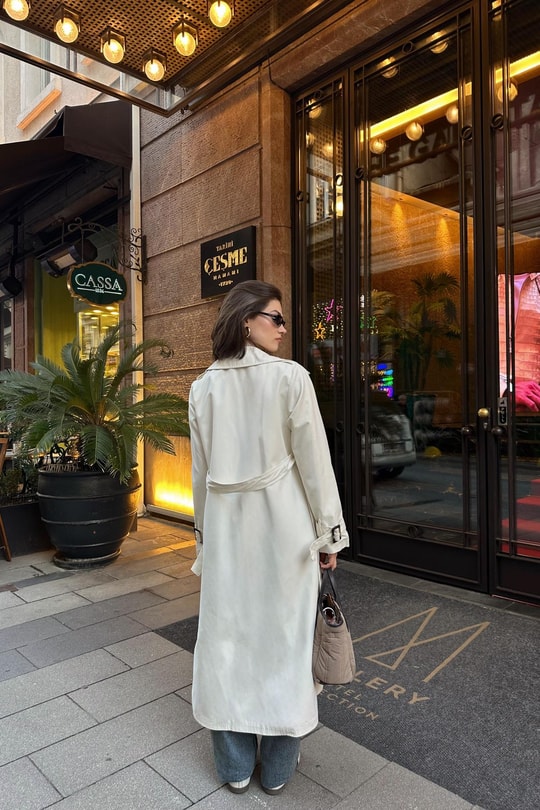 Premium Astarlı Trenchcoat Taş