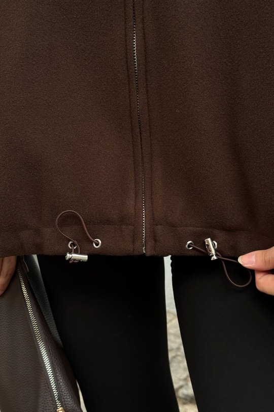 Şişme Yakalı Premium Trench Kahve