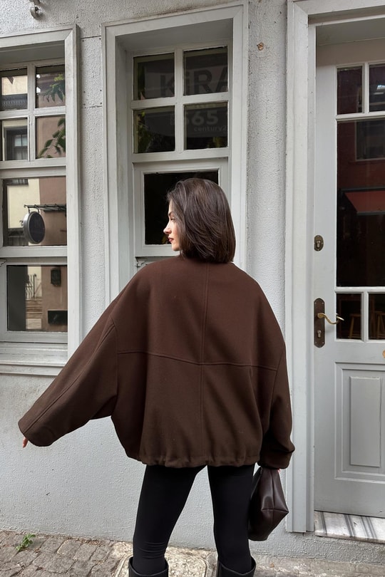 Şişme Yakalı Premium Trench Kahve