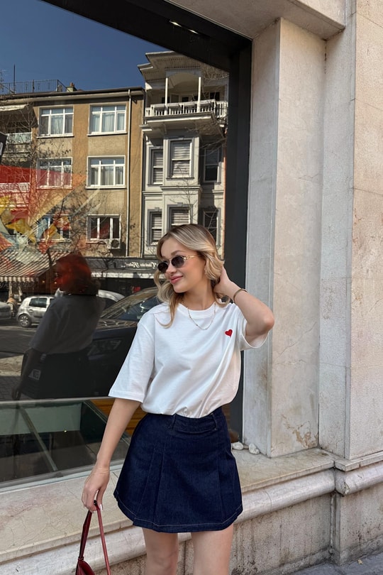 Ami Nakışlı Tshirt Beyaz