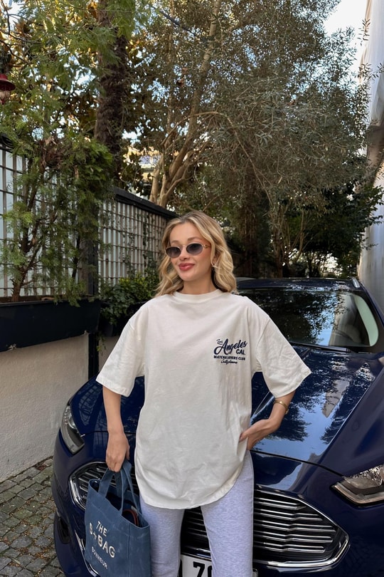 Angeles Oversize Tshirt Beyaz
