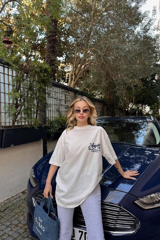 Angeles Oversize Tshirt Beyaz
