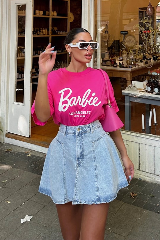 Barbie Baskılı Tshirt Fuşya