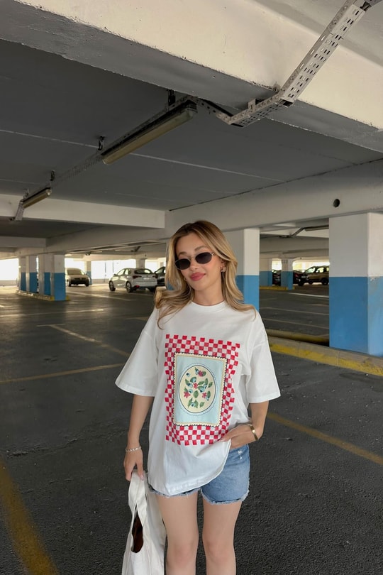 Baskı Detaylı T-shirt Beyaz