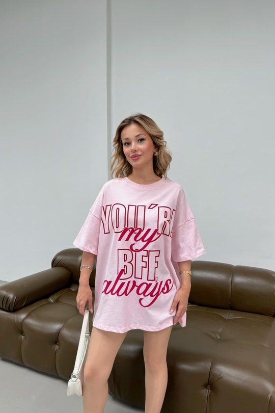 Bff Oversize Tshirt Pembe