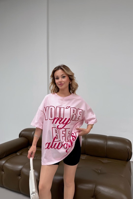 Bff Oversize Tshirt Pembe