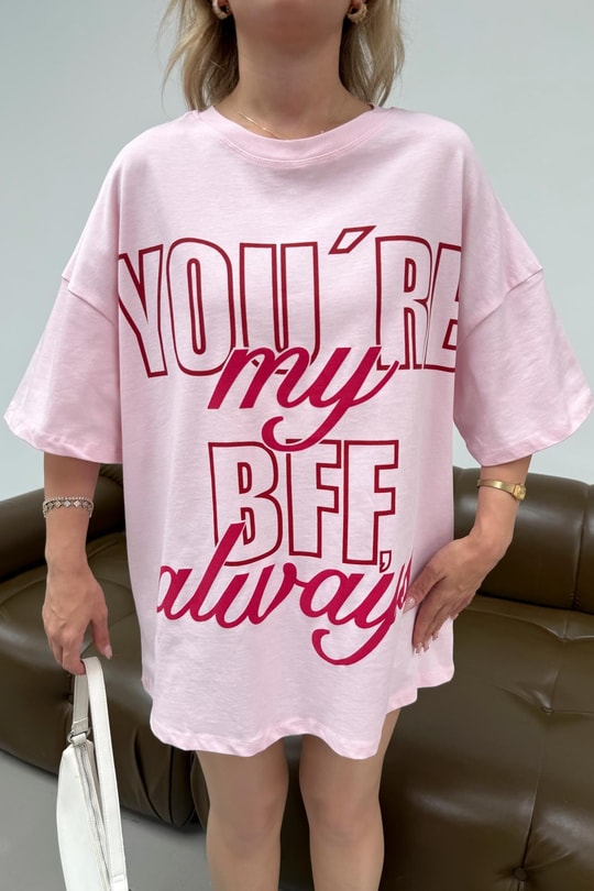 Bff Oversize Tshirt Pembe