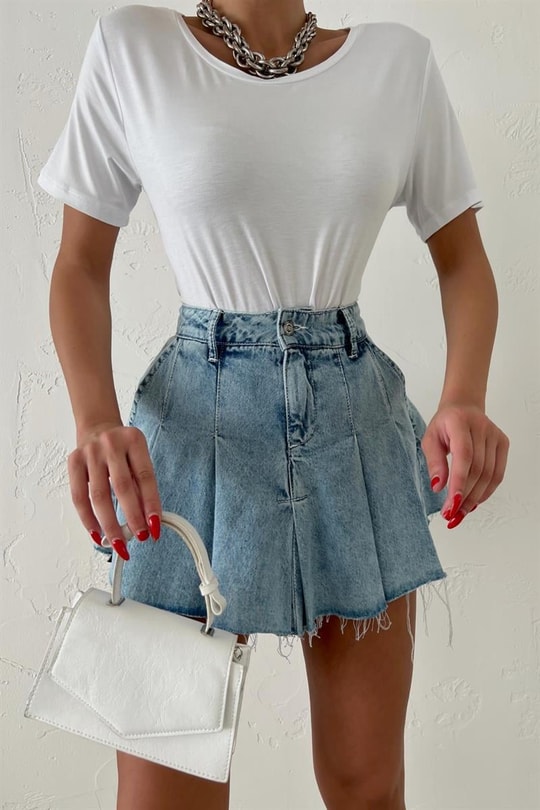 Bisiklet Yaka Basic Oversize Tshirt Beyaz